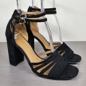 BP. Gaby Ankle Strap Sandal, Black Suede